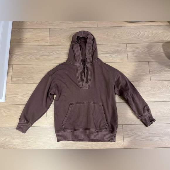 aerie Tops - Aerie Down to Earth oversized Henley sweatshirt hoodie brown size medium